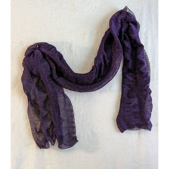 Shawl Wrap Scarf Glistening Purple Thread with Black 16" x 76"See Photos Meas - Picture 3 of 9